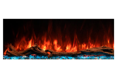 Image of Modern Flames Landscape Pro 82 in 3-Sided Wall Mount Mantel in Weathered Walnut - Studio Suite Electric Fireplace LPM-6816