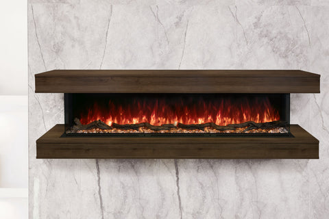Image of Modern Flames Landscape Pro 94 in 3-Sided Wall Mount Mantel in Weathered Walnut - Studio Suite Electric Fireplace - LPM-8016