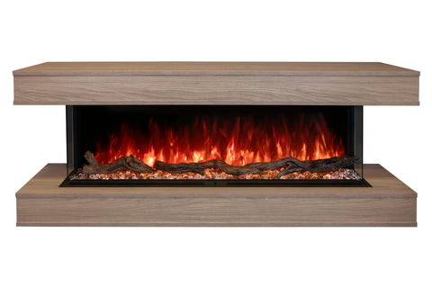 Image of Modern Flames Landscape Pro 94 in 3-Sided Wall Mount Mantel in Coastal Sand - Studio Suite Electric Fireplace LPM-8016-WMC80LPMCS