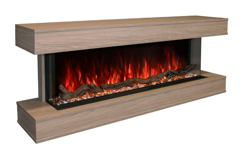 Image of Modern Flames Landscape Pro 70-in 3-Sided Wall Mount Mantel Coastal Sand. Studio Suite Electric Fireplace LPM-5616