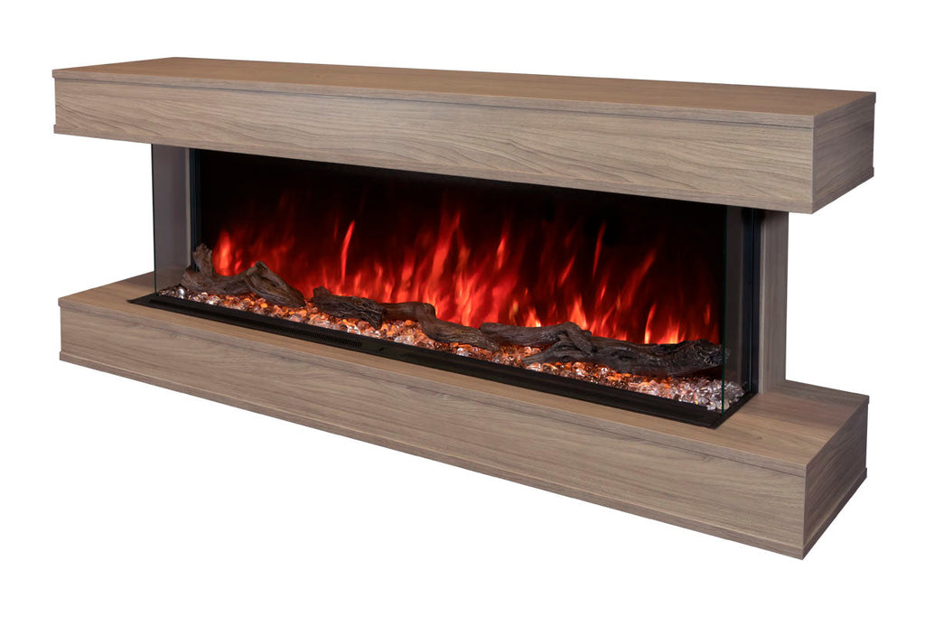Modern Flames Landscape Pro 94 in 3-Sided Wall Mount Mantel in Coastal Sand - Studio Suite Electric Fireplace LPM-8016-WMC80LPMCS