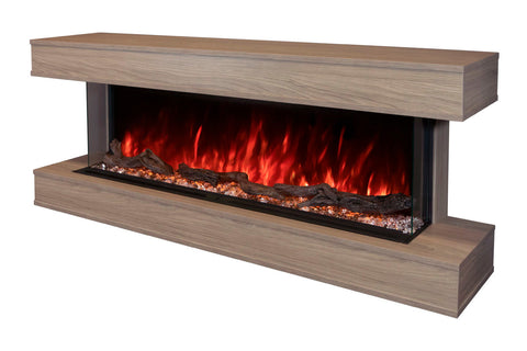 Image of Modern Flames Landscape Pro 94 in 3-Sided Wall Mount Mantel in Coastal Sand - Studio Suite Electric Fireplace LPM-8016-WMC80LPMCS
