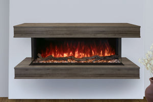 Modern Flames Landscape Pro 70'' Studio Suite Wall Mount Mantel Package | Driftwood Grey