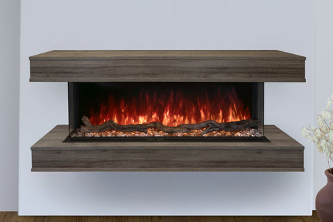 Image of Modern Flames Landscape Pro 58 in 3-Sided Electric Fireplace Wall Mount Studio Suite Mantel Driftwood Grey | WMC44LPMDW