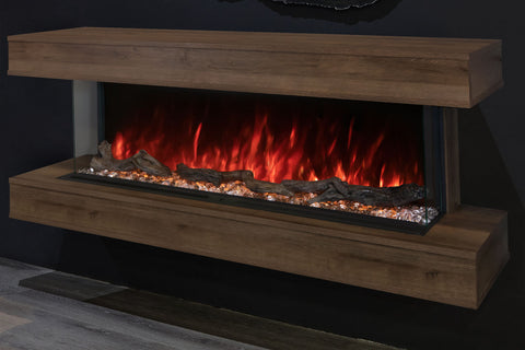 Image of Modern Flames Landscape Pro 58 in 3-Sided Wall Mount Mantel Weathered Walnut - Studio Suite Electric Fireplace - LPM-4416