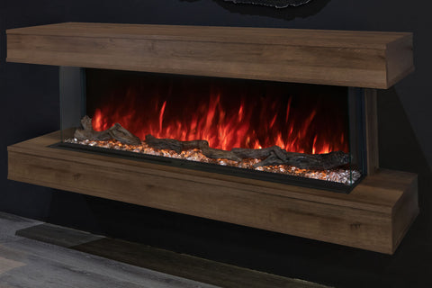 Image of Modern Flames Landscape Pro 70 in 3-Sided Wall Mount Mantel Weathered Walnut - Studio Suite Electric Fireplace - LPM-5616