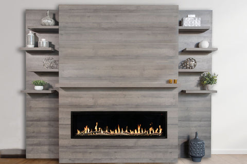 Image of Modern Flames Allwood Fireplace Media Wall Gray - Orion Slim Heliovision 60 Electric Fireplace - AFWS-DW | OR60-SLIM