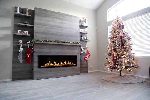 Image of Modern Flames Allwood Fireplace Media Wall Gray - Orion Slim Heliovision 60 Electric Fireplace - AFWS-DW | OR60-SLIM