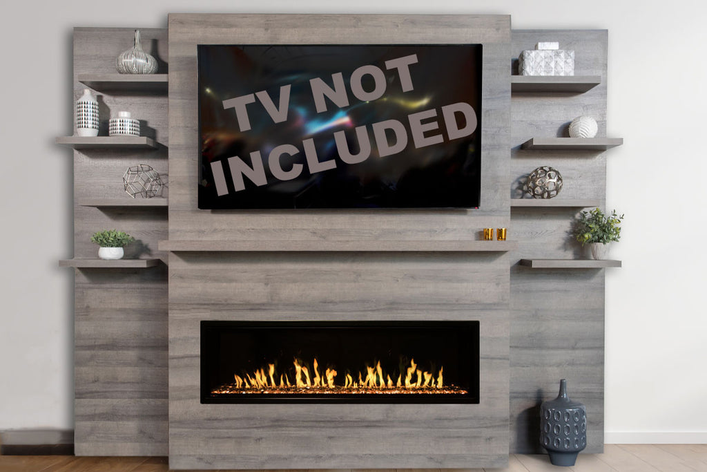 Modern Flames Allwood Fireplace Media Wall Gray - Orion Slim Heliovision 60 Electric Fireplace - AFWS-DW | OR60-SLIM