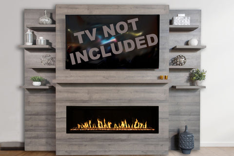 Image of Modern Flames Allwood Fireplace Media Wall Gray - Orion Slim Heliovision 60 Electric Fireplace - AFWS-DW | OR60-SLIM