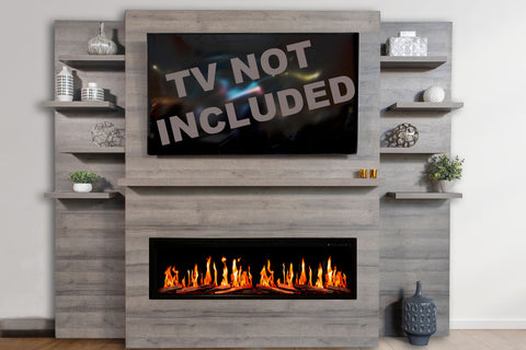 Image of Modern Flames Allwood Fireplace Media Wall Gray - Orion Slim V2 Heliovision 60 Electric Fireplace - AFWS-DW | OR60-SLIM
