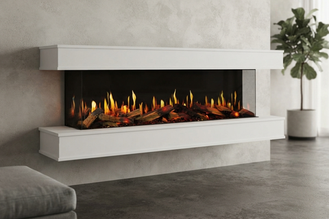 Image of Modern Flames Orion Multi V2 3-Sided Electric Fireplace Wall Mount Studio Suite Mantel White - OR-MULTI-V2-WSS-OR-RTF