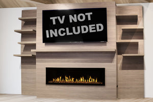 Modern Flames Allwood Fireplace Media Wall in Sand - Orion Slim Heliovision 60 Electric Fireplace - AFWO-CS | OR60-SLIM