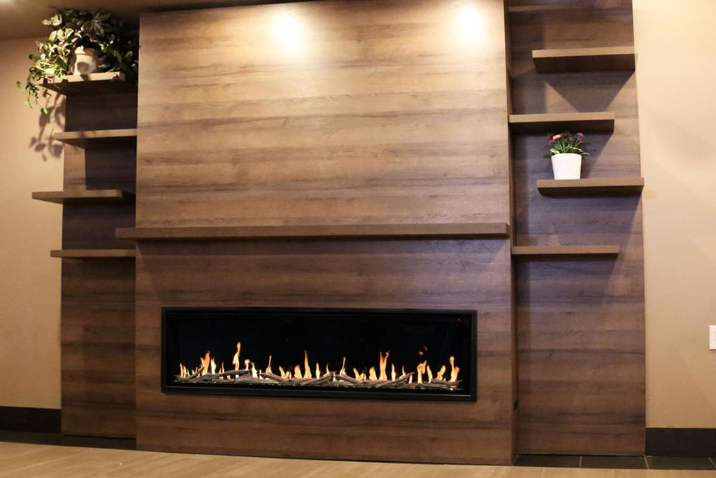 Modern Flames Allwood Fireplace Media Wall in Walnut - Orion Slim Heliovision 60 Electric Fireplace - AFWS-WW | OR60-SLIM