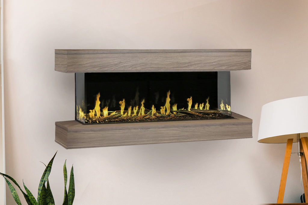 Modern Flames Orion Multi 88 inch 3-Sided Electric Fireplace Wall Mount Studio Suite Mantel Coastal Sand WSS-OR76-CS