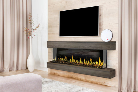 Image of Modern Flames Orion Multi 88 inch 3-Sided Electric Fireplace Wall Mount Studio Suite Mantel Driftwood Gray WSS-OR76-DW