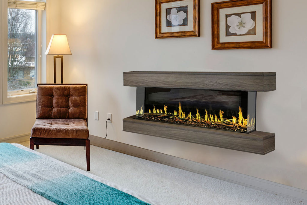 Modern Flames Orion Multi 88 inch 3-Sided Electric Fireplace Wall Mount Studio Suite Mantel Driftwood Gray WSS-OR76-DW