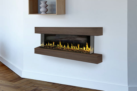 Image of Modern Flames Orion Multi 88 inch 3-Sided Electric Fireplace Wall Mount Studio Suite Mantel Weathered Walnut WSS-OR76-WW
