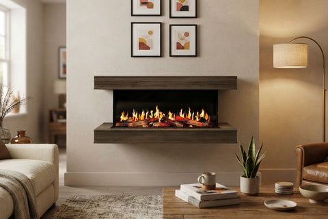 Image of Modern Flames Orion Multi V2 3-Sided Electric Fireplace Wall Mount Studio Suite Mantel Walnut - OR-MULTI-V2-WSS-OR-WW