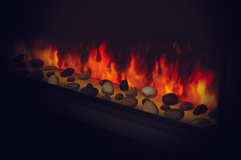 Image of Napoleon Astound 96 inch Smart Built-In Wall Mount Electric Fireplace Insert - Linear Modern Fireplace - NEFB96AB Mineral Rock