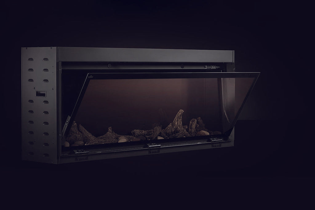 Napoleon Astound 74 inch Smart Built-In Wall Mount Electric Fireplace Insert - Linear Modern Fireplace - NEFB74AB Front Glass