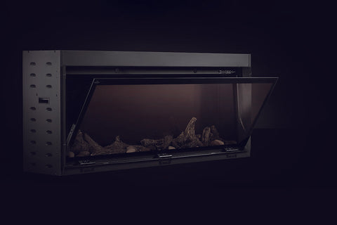 Image of Napoleon Astound 74 inch Smart Built-In Wall Mount Electric Fireplace Insert - Linear Modern Fireplace - NEFB74AB Front Glass