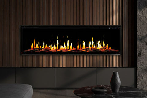 Image of Modern Flames Orion Slim V2 76 Inch Heliovision Virtual Recessed Wall Mount Electric Fireplace - OR76-SLIM-V2