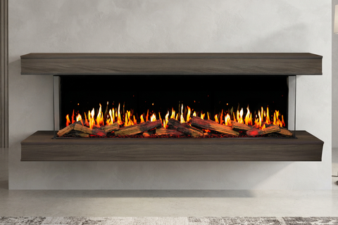 Image of Modern Flames Orion Multi V2 88 inch 3-Sided Electric Fireplace Wall Mount Studio Suite Mantel Gray - OR76-MULTI-V2-WSS-OR76-DW