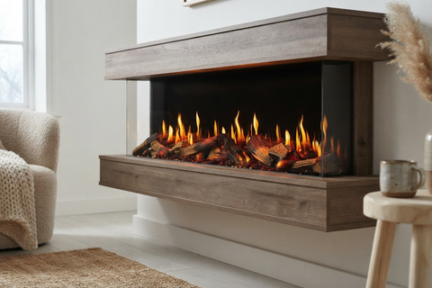 Image of Modern Flames Orion Multi V2 3-Sided Electric Fireplace Wall Mount Studio Suite Mantel Walnut - OR-MULTI-V2-WSS-OR-WW