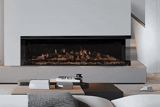 Ortal Holographic 74 inch Linear Multi Side View Virtual Smart Electric Fireplace US180TEL