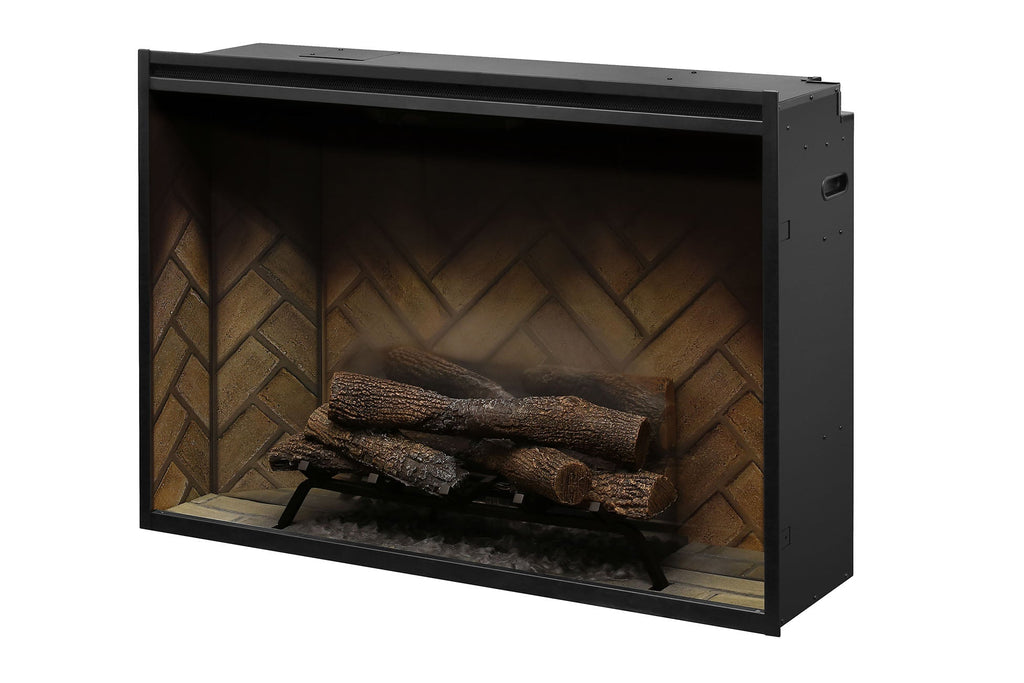 Dimplex Revillusion 42 inch Built-In Electric Fireplace with Herringbone Brick - Firebox - Heater - RBF42 - Electric Fireplaces Depot