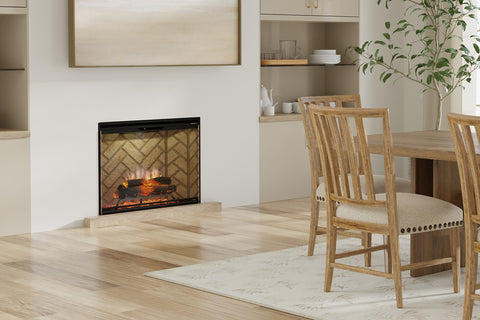 Image of Dimplex Revillusion Built In Electric Fireplace Herringbone Brick - Firebox - REVHB