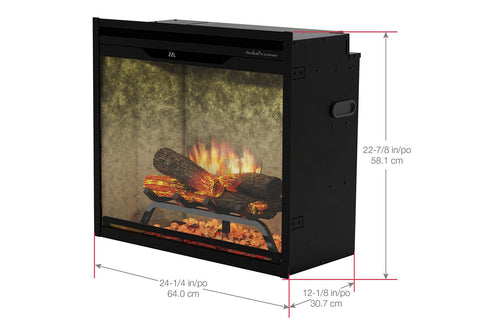 Image of Dimplex Revillusion 24 inch Built In Electric Fireplace Weathered Concrete - Firebox - REV24-WC 500005128 Dims