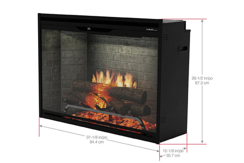 Image of Dimplex Revillusion 36 inch Built In Electric Fireplace Neutral Brick - Firebox - REV36-NB 500005133 Dims
