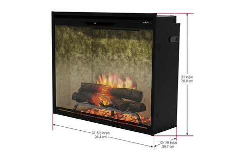 Image of Dimplex Revillusion Portrait 36 inch Built In Electric Fireplace Weathered Concrete - Firebox - REV36P-WC 500005136 Dims