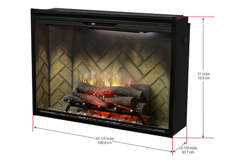 Image of Dimplex Revillusion 42 inch Built In Electric Fireplace Herringbone Brick - Firebox - REV42-BL 500005737 Dims