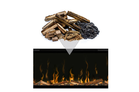 Image of Dimplex Ignite XL inch Linear Electric Fireplace Real Oak Logs and Lava Rocks