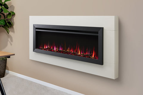 Image of SimpliFire Crestline 61 Electric Fireplace Wall Mount Mantel Package - SF-ALLS50 WMK-WH-ALLS50
