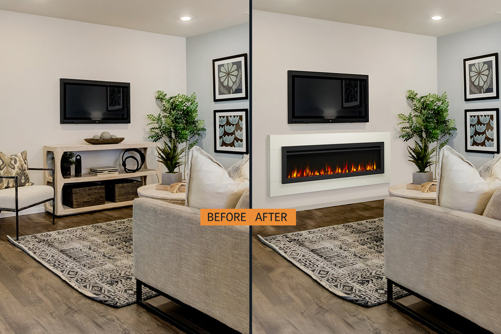 SimpliFire Crestline 61 Electric Fireplace Wall Mount Mantel Package - SF-ALLS WMK-WH-ALLS