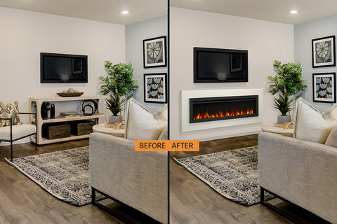 Image of SimpliFire Crestline 61 Electric Fireplace Wall Mount Mantel Package - SF-ALLS WMK-WH-ALLS