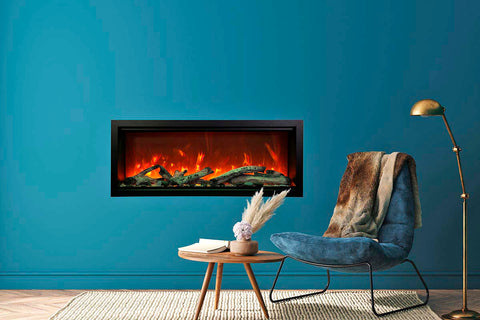 Image of Amantii Symmetry Bespoke Xtra Tall 50-in Recessed Flush Mount Smart Indoor Outdoor Electric Fireplace SYM-50-XT-BESPOKE