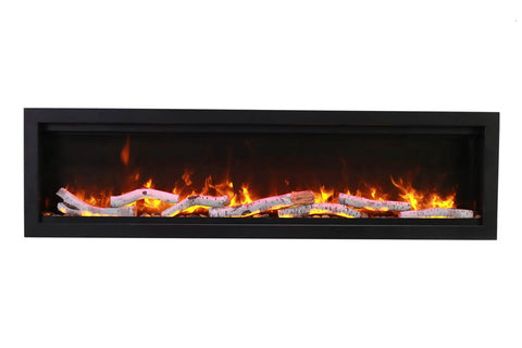 Image of Amantii Symmetry 100'' Built In Fully Recessed Flush Mount Linear Indoor & Outdoor Electric Fireplace | SYM-100 | Electric Fireplaces Depot