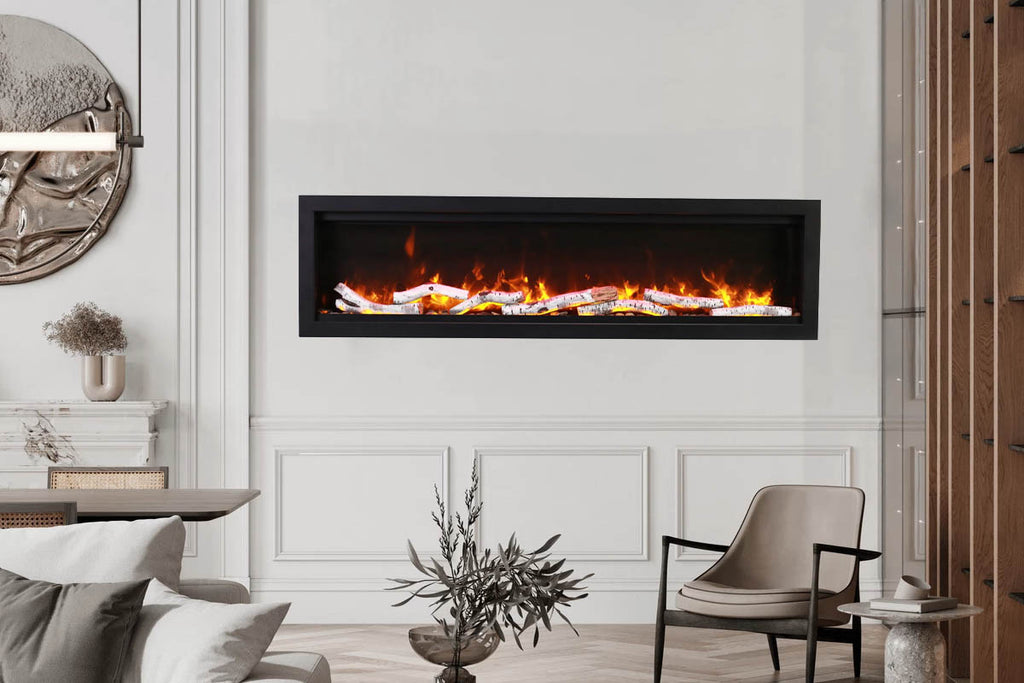 Amantii Symmetry 100'' Built In Fully Recessed Flush Mount Linear Indoor & Outdoor Electric Fireplace | SYM-100 | Electric Fireplaces Depot