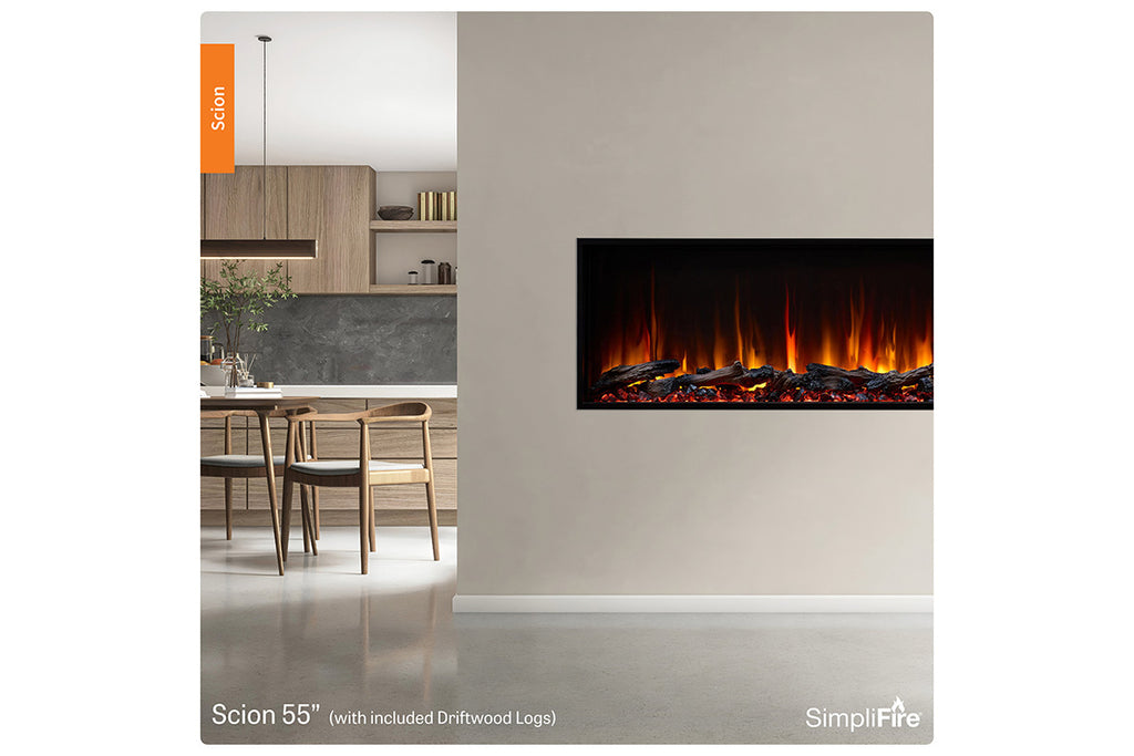 SimpliFire Scion 55 inch Smart Built-In Linear Electric Fireplace | SF-SC55-BK SF-SCN55
