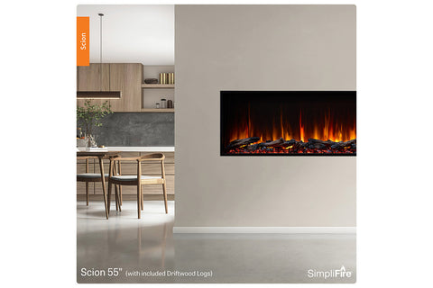 Image of SimpliFire Scion 55 inch Smart Built-In Linear Electric Fireplace | SF-SC55-BK SF-SCN55
