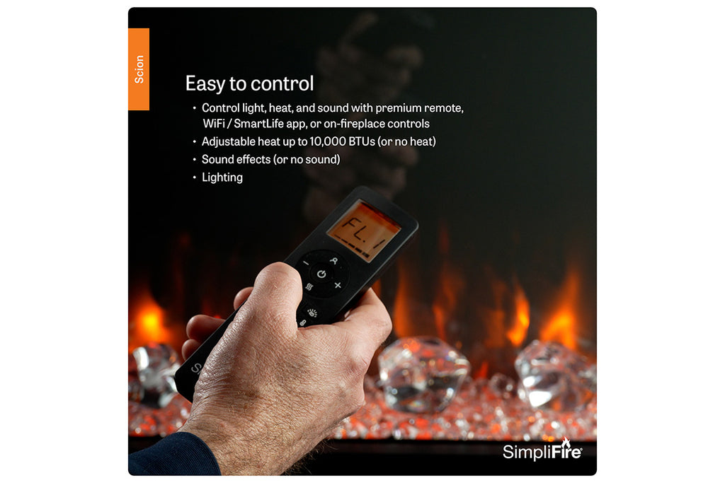 SimpliFire Scion 55 inch Smart Built-In Linear Electric Fireplace | SF-SC55-BK SF-SCN55