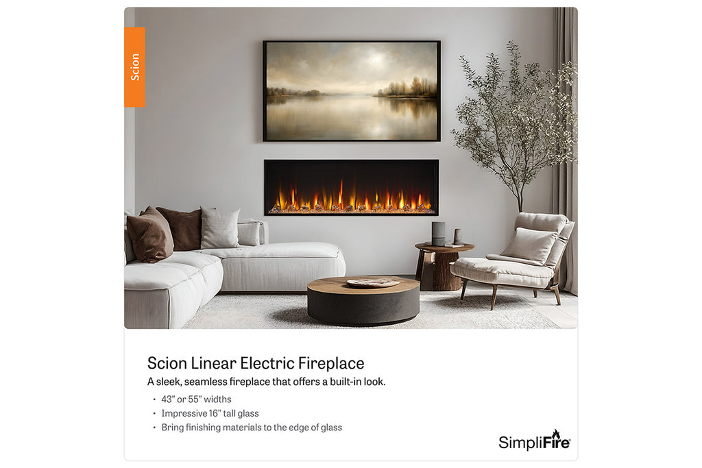 SimpliFire Scion 55 inch Smart Built-In Linear Electric Fireplace | SF-SC55-BK SF-SCN55