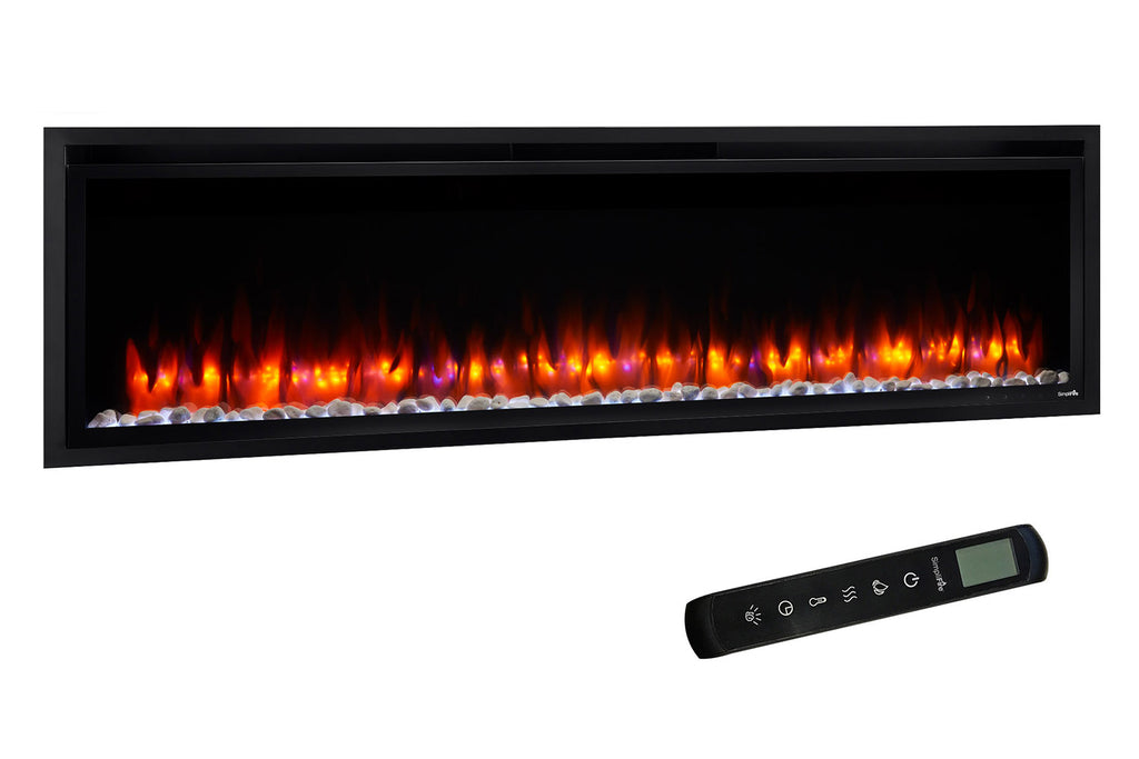 Hearth & Home SimpliFire Allusion Platinum 60 inch Wall Mount Recessed Linear Electric Fireplace Insert | SF-ALLP60-BK | Electric Fireplaces Depot