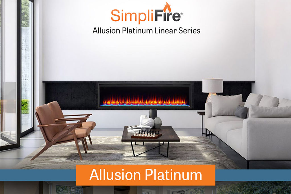 Hearth & Home SimpliFire Allusion Platinum 60 inch Wall Mount Recessed Linear Electric Fireplace Insert | SF-ALLP60-BK | Electric Fireplaces Depot