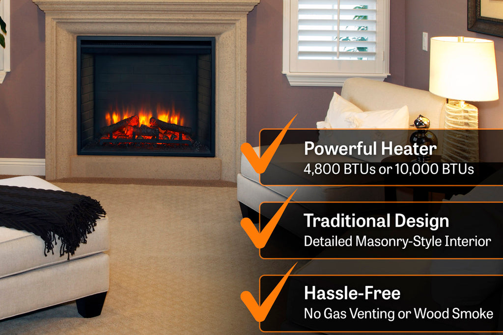 Hearth & Home SimpliFire 30 inch Built-In Electric Firebox Insert | Electric Fireplace | SF-BI30-EB | Electric Fireplaces Depot